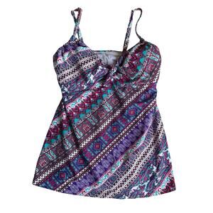 Swimsuits For All Size 18 Underwire Swimdress Paisley Aztec Print Adjustable